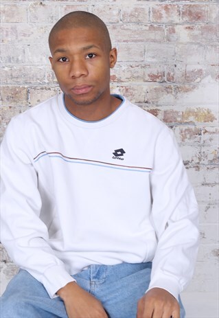 VINTAGE LOTTO EMBROIDERED LOGO SWEATSHIRT WHITE