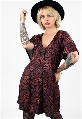 'RAPTURE' BUTTON DOWN RUST ANIMAL PRINT PLAY DAY DRESS
