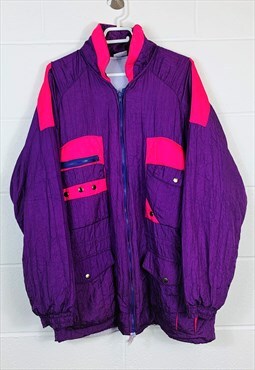 Vintage 90s Abstract Pattern Coat Purple and Pink