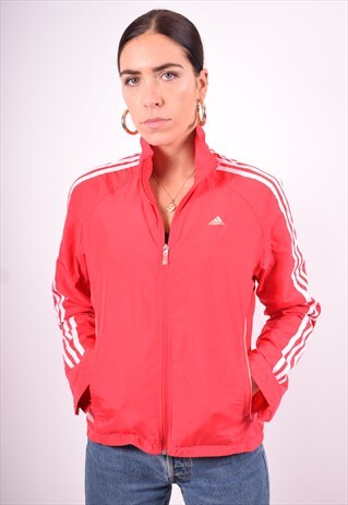 ADIDAS WOMENS VINTAGE TRACKSUIT TOP JACKET MEDIUM PINK 90'S