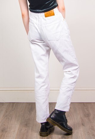 VINTAGE 90'S WHITE HIGH WAIST STRAIGHT LEG JEANS