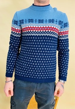 Vintage Size XS Nordic Wool Knit Jumper In Blue