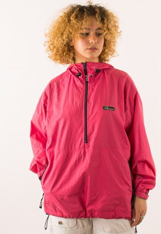 VINTAGE 90S PINK FILA WINDBREAKER ANORAK PULLOVER