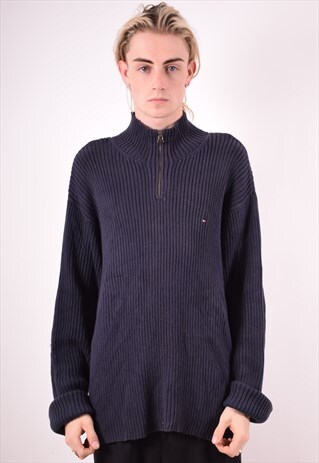TOMMY HILFIGER MENS VINTAGE JUMPER SWEATER XL BLUE 90S