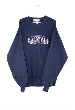 Vintage Grandma College Sweatshirt in Blue L