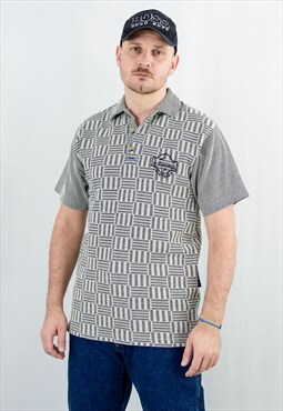 Vintage 90s polo shirt in grey cotton collared S