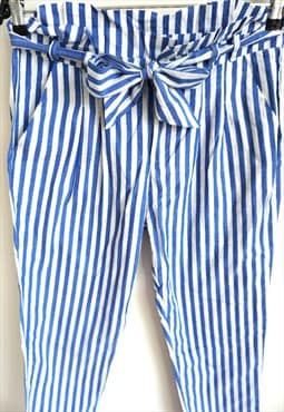 Vintage Capri Pants, Midi, Stripes, High waist Stripped