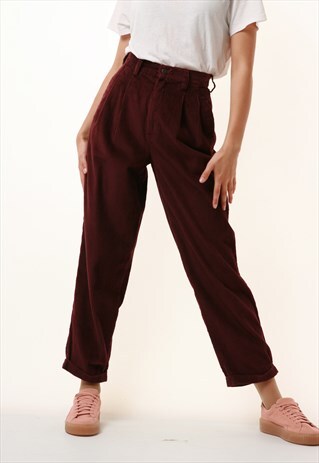 90S VINTAGE MOMS HIGH WAISTED CORDUROY TROUSERS 1077