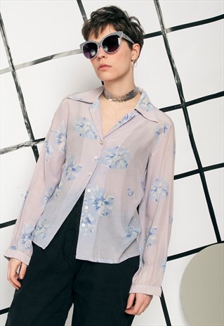 90S VINTAGE SILK CACHAREL BLOUSE
