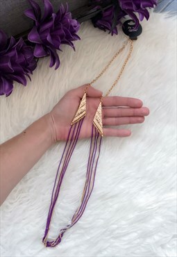 Gold & Purple Long Chain Necklace