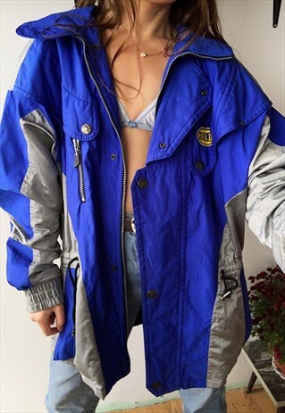VINTAGE 90S BLUE WINTER MOUNTAIN SKI JACKET COAT PARKA