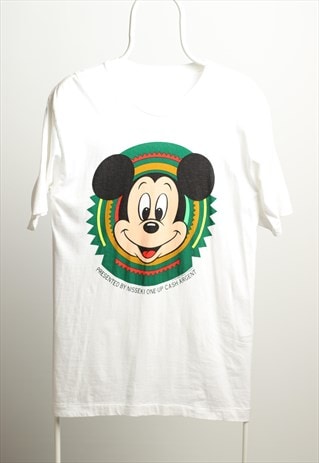 VINTAGE MICKIE MOUSE PRINT T-SHIRT WHITE