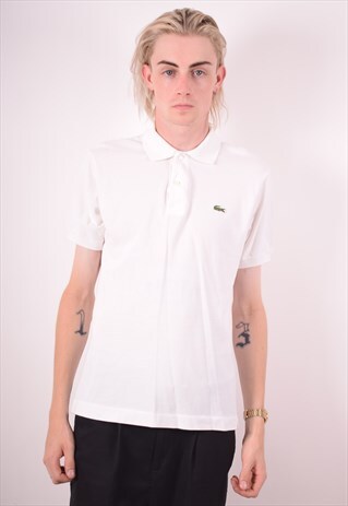 LACOSTE MENS VINTAGE POLO SHIRT XS WHITE 90S