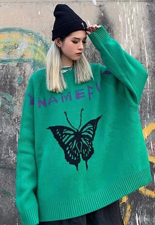 BUTTERFLY SWEATER PREMIUM FIREFLY JUMPER FLUORESCENT GREEN