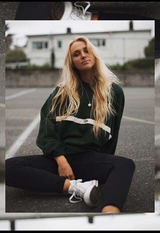 STRIPE TEXT LOGO JUMPER (GREEN)