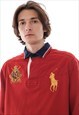 Vintage POLO RALPH LAUREN Rugby Shirt Sweater 90s Red