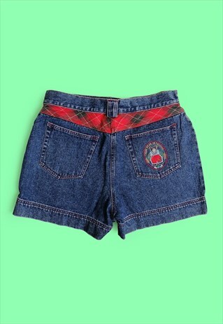 VINTAGE 90'S TEDDY BEAR PATCH HIGH WAIST DENIM SHORTS