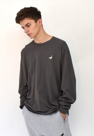G&G UNISEX CHARCOAL L/S GOOSE TEE