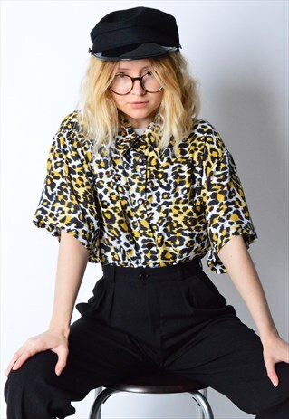VINTAGE 90S LEOPARD PRINT SHORT SLEEVE SHIRT