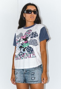 Vintage 90s 1993 Disney Minnie Mouse Floral Graphic Tshirt