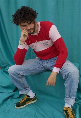 VINTAGE ADIDAS RED AND PINK JUMPER