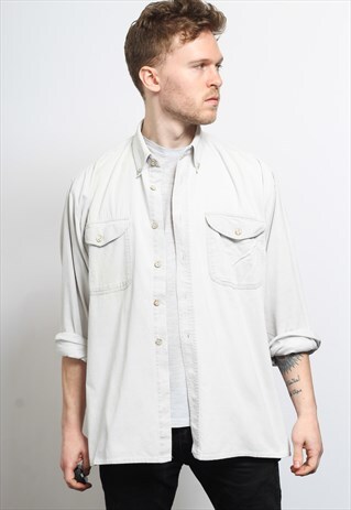 VINTAGE CORDUROY CORD SHIRT WHITE