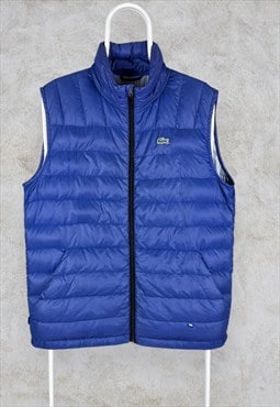 Lacoste Puffer Gilet Jacket Blue Down Fill Men's 54 XL
