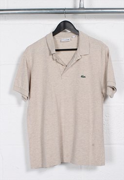 Vintage Lacoste Polo Shirt in Beige Croc Logo Small