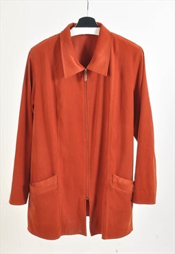 Vintage 90s zip up blouse in orange
