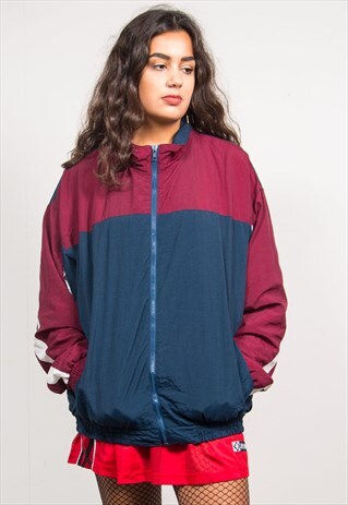 VINTAGE 90'S NAVY BLUE WINDBREAKER TRACKSUIT JACKET TOP