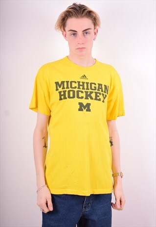 ADIDAS MENS VINTAGE T-SHIRT TOP LARGE YELLOW 90'S