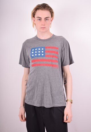 THE NORTH FACE MENS VINTAGE T-SHIRT TOP MEDIUM GREY 90'S