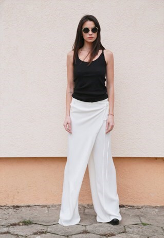 WIDE LEG PANTS DRAWSTRING PANTS LOOSE DROP CROTCH F1557