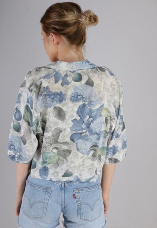 VINTAGE REWORKED CROPPED PATTERNED SHIRT Z620