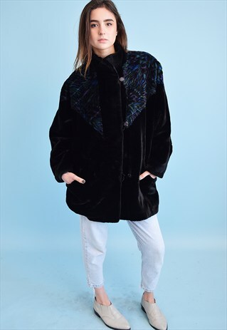 VINTAGE 80'S RETRO OVERSIZED FAUX FUR COAT