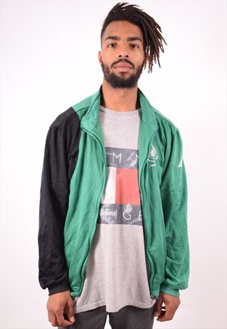 ADIDAS MENS VINTAGE TRACKSUIT TOP JACKET LARGE GREEN 90S