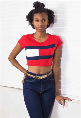 NEW TOMMY HILFIGER CROP TOP REWORKED LOGO 90S X 1.9
