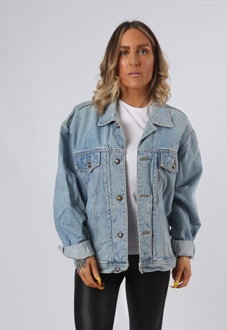 DENIM JACKET OVERSIZED FITTED VINTAGE UK 16 (34S)