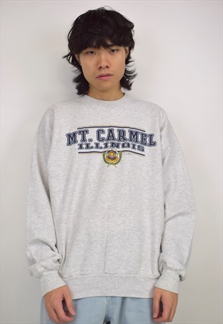 VINTAGE 90S GREY MARLE "MT. CARMEL ILLINOIS" SWEATSHIRT