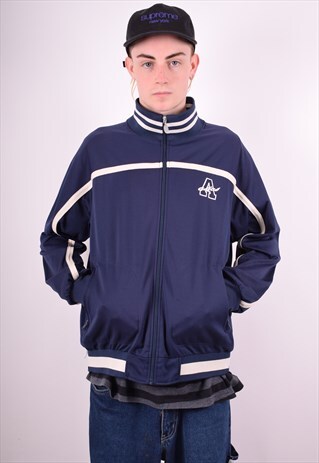 ASICS MENS VINTAGE TRACKSUIT TOP JACKET XL BLUE 90'S