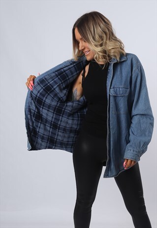 DENIM SHIRT WINTER LINED FITTED OVERSIZED 90'S (FBXE)