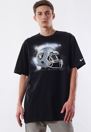 VINTAGE NIKE RAIDERS NFL TEE BLACK BIG LOGO