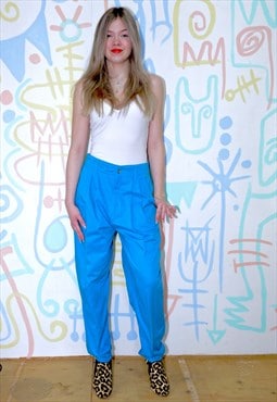 Trousers Vintage 80s Dockers Turquoise High Waisted Mum 12