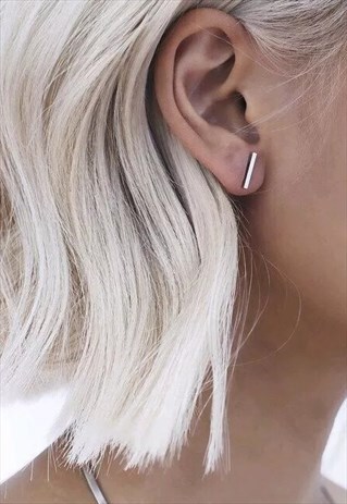 DAINTY SILVER BAR EARRINGS