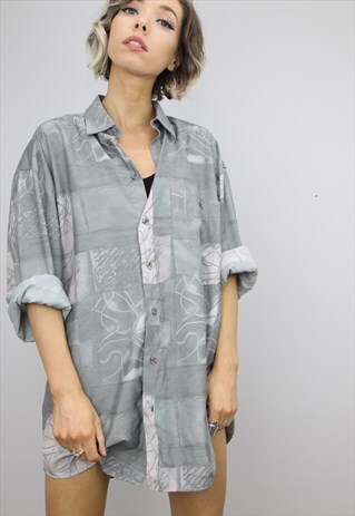 VINTAGE 80S/90S OVERSIZED PATTERNED SHIRT