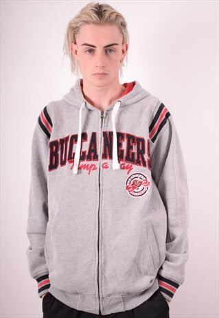 NFL MENS VINTAGE BUCCANEERS HOODIE JACKET LARGE GREY 90S