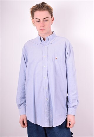 RALPH LAUREN MENS VINTAGE SHIRT LARGE BLUE 90'S