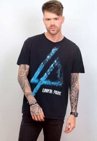 VINTAGE BLACK GRAPHIC LINKIN PARK PRINT T-SHIRT
