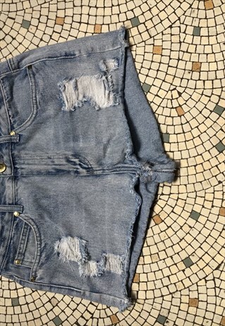 90S TO YEAR 2K DISTRESSED DENIM HOT PANTS GRUNGE