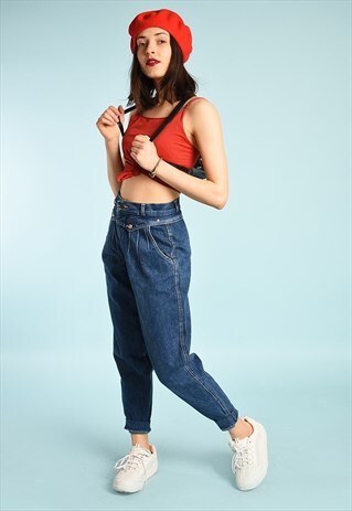 80'S RETRO HIGH WAIST FESTIVAL MOMS DENIM JEANS